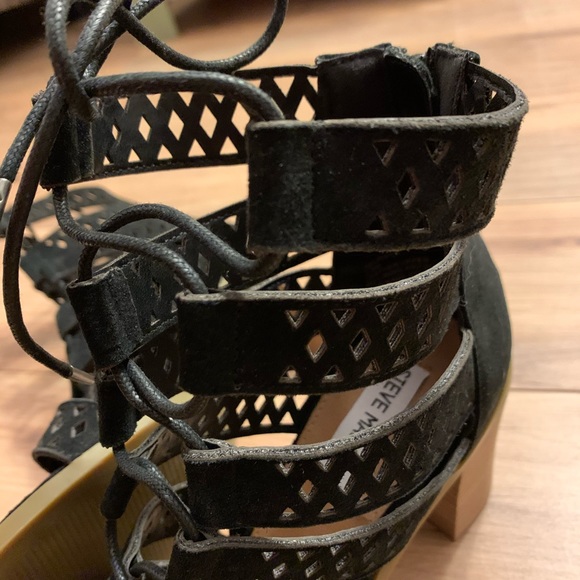 NIB Steve Madden Leather Gladiator Lace Up Heels - Picture 4 of 16